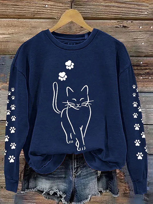 Sweat-shirts Femmes Rayé Décontracté Printemps / Automne Coton Micro-élasticité Vacances Ample Manches Longues Col Rond