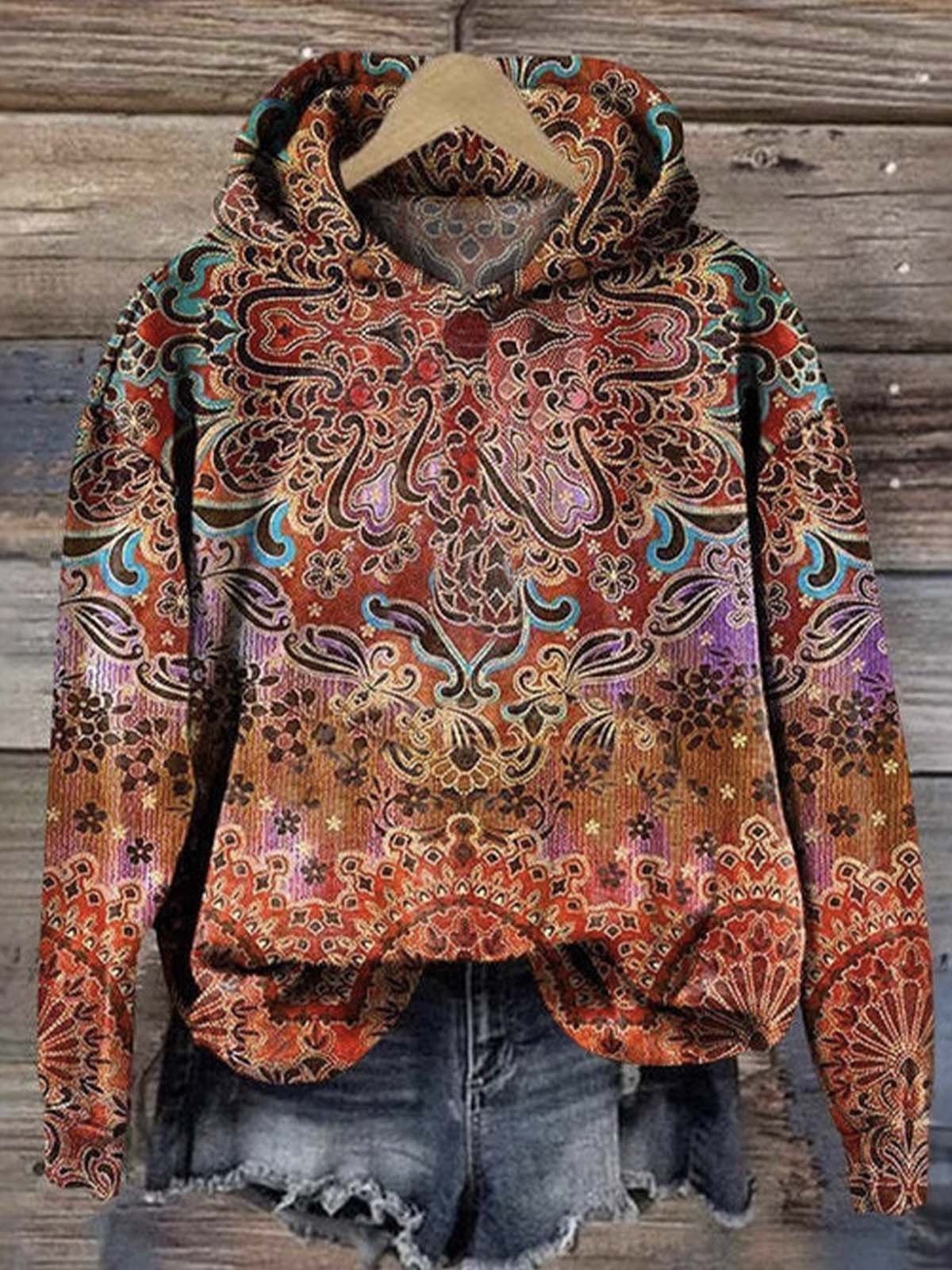Sweat-shirts Femmes Décontracté Floral Printemps / Automne Polyester Sweat-shirt à Capuche Quotidien Ample Régulier Droit