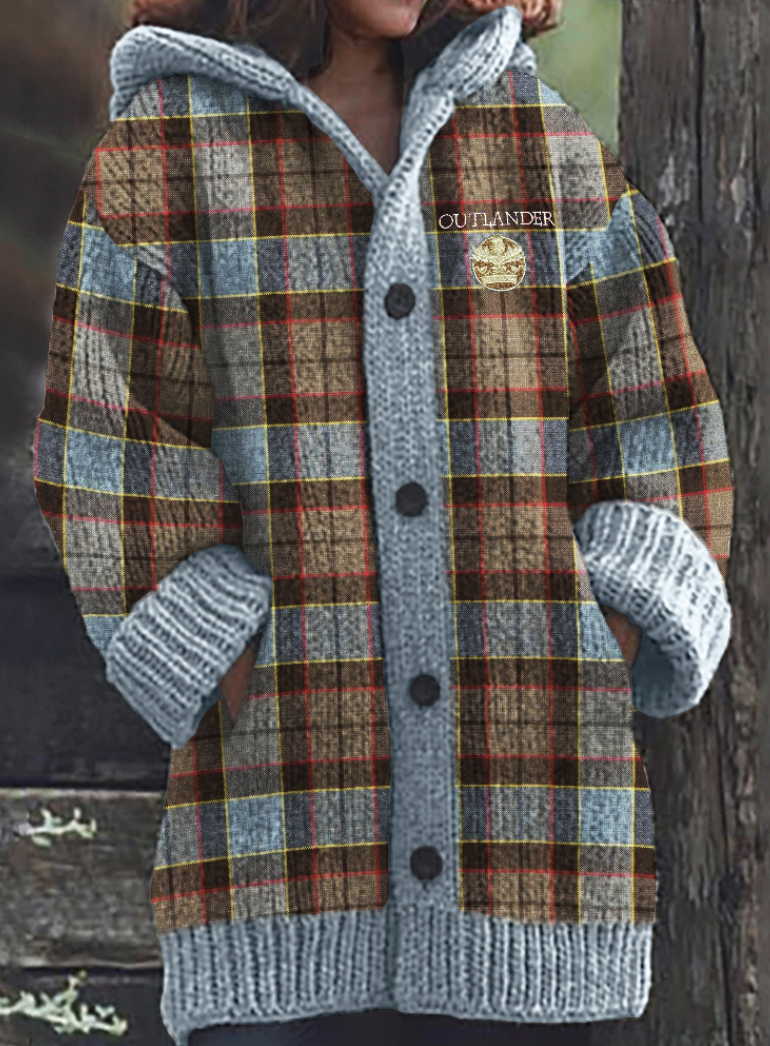 Cardigans Femmes Décontracté Printemps / Automne Plaid Sweat-shirt à Capuche Quotidien Coupe Régulière Manches Longues Laine/Tricot Trapèze