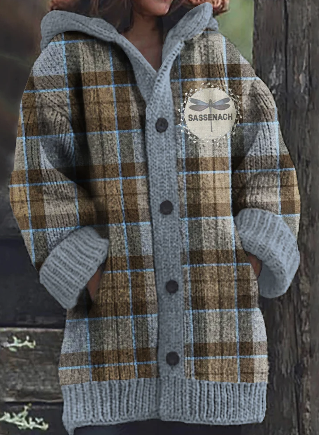 Cardigans Femmes Décontracté Printemps / Automne Plaid Micro-élasticité Quotidien Coupe Régulière Laine/Tricot Trapèze Régulier