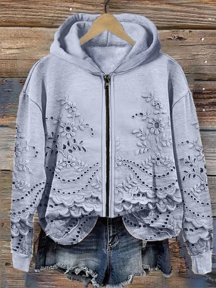 à Capuche Femmes Décontracté Floral Printemps / Automne Coton Micro-élasticité Coupe Régulière Manches Longues Régulier Encapuchonné