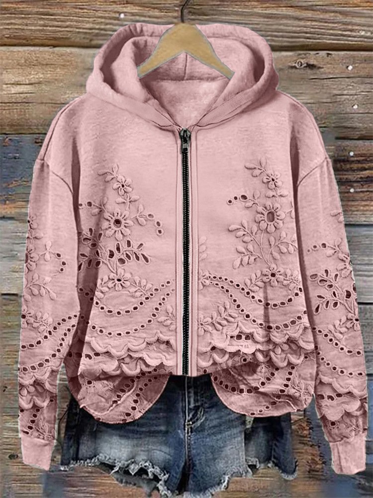 à Capuche Femmes Décontracté Floral Printemps / Automne Coton Micro-élasticité Coupe Régulière Manches Longues Régulier Encapuchonné