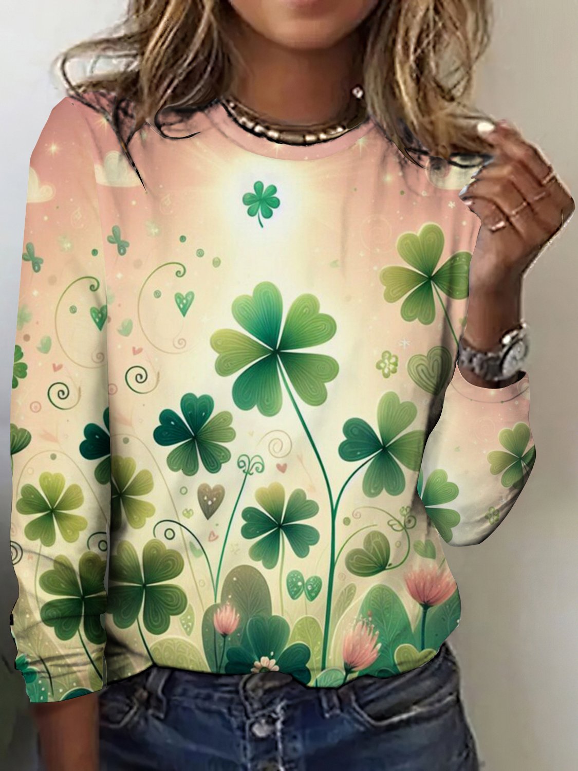 T-shirts Décontracté Printemps / Automne Plaid Polyester Micro-élasticité Manches Longues Régulier Trapèze Régulier pour Femmes
