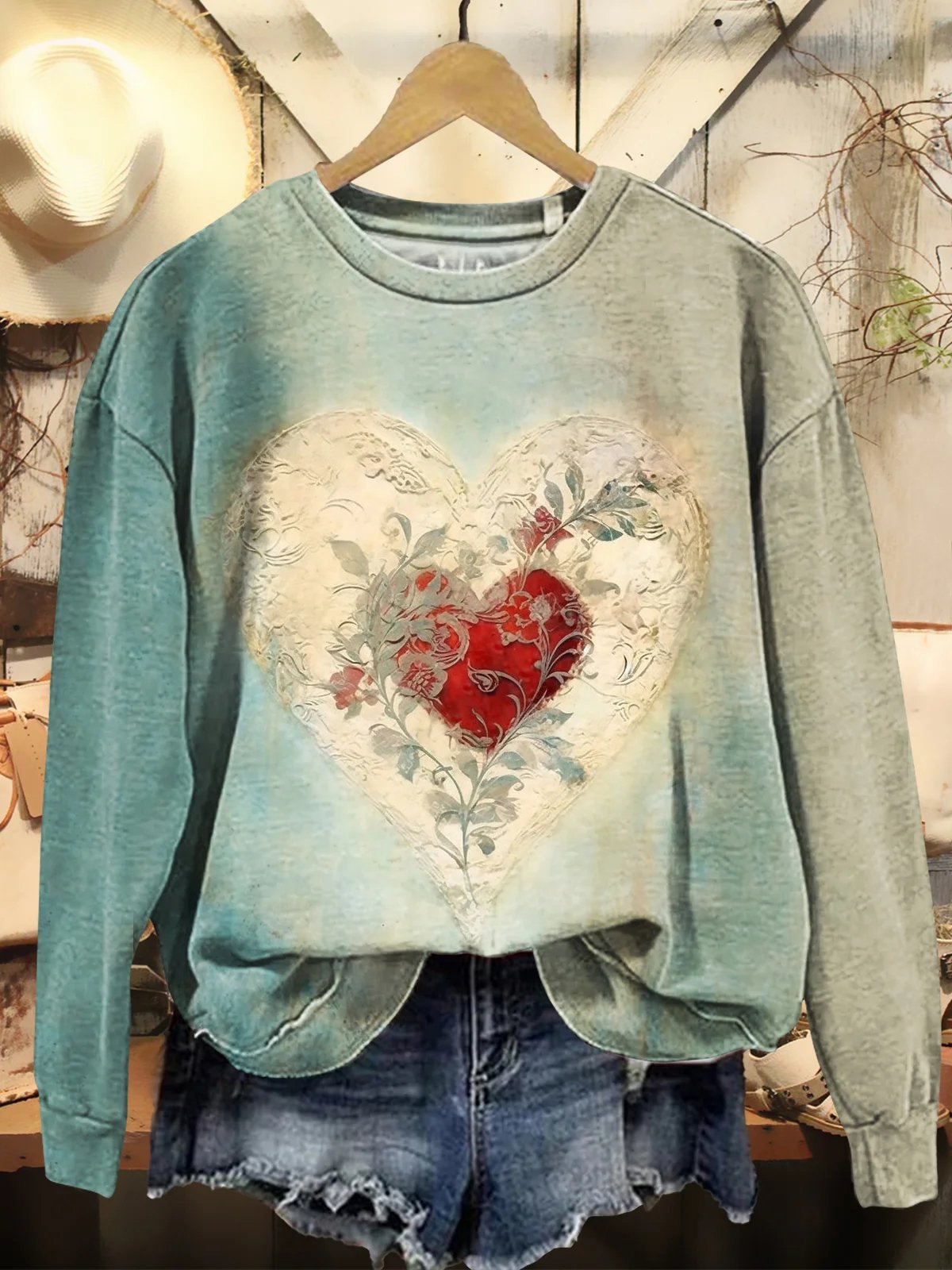 Sweat-shirts Femmes Décontracté Printemps / Automne Coeur/cordé Polyester Naturel Aucune élasticité Ample Manches Longues Régulier