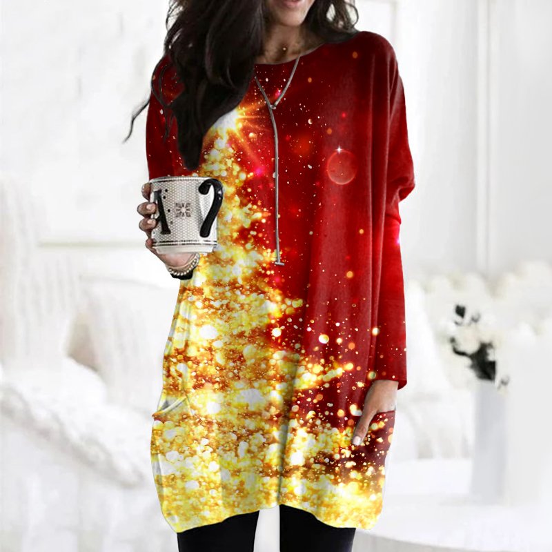 T-shirts Géométrique Décontracté Printemps / Automne Coton Micro-élasticité Coupe Régulière Mi-long Trapèze Régulier pour Femmes