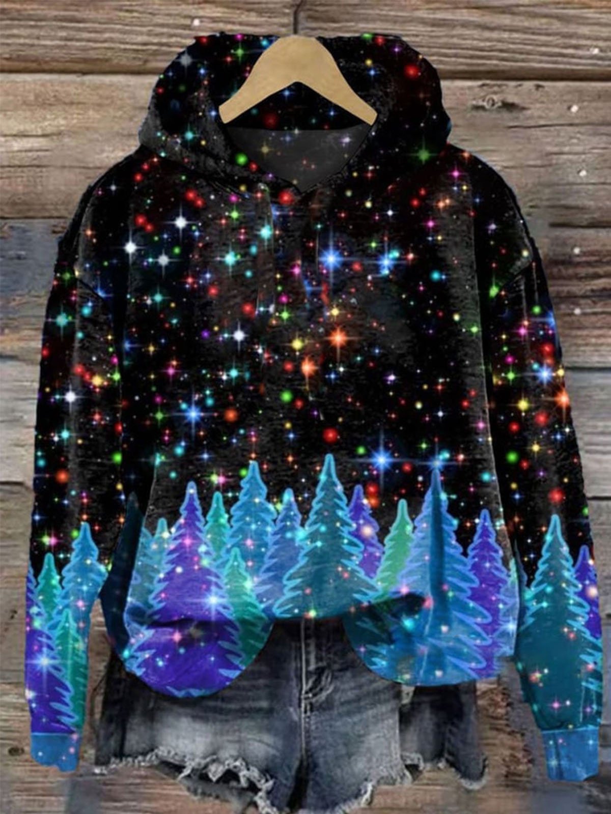 Sweat-shirts Décontracté Printemps / Automne Noël Sweat-shirt à Capuche Micro-élasticité Ample Noël Régulier Régulier pour Femmes