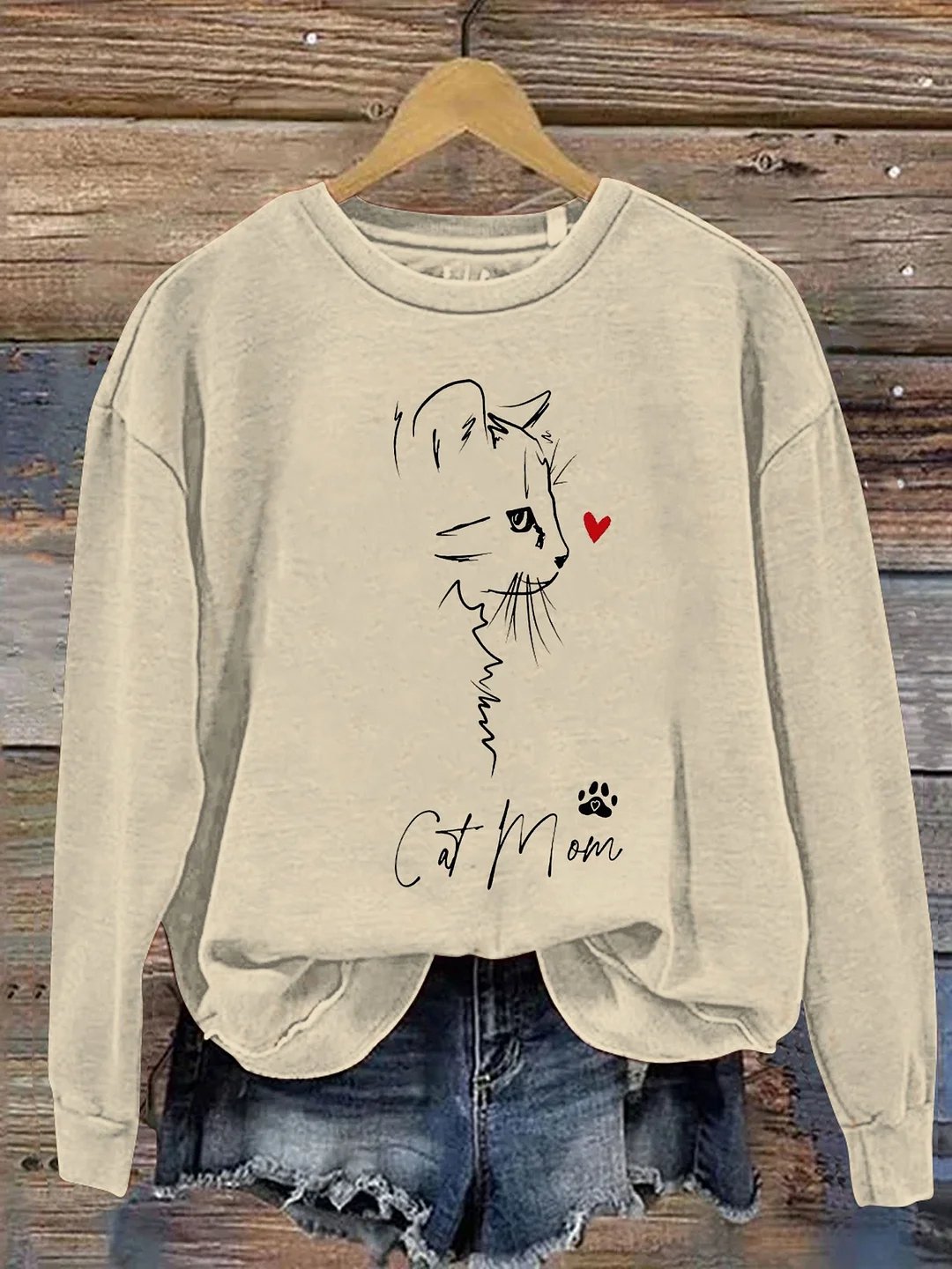 Sweat-shirts Rétro Printemps / Automne impression en 3D Micro-élasticité Quotidien Col Rond Régulier Droit Régulier pour Femmes