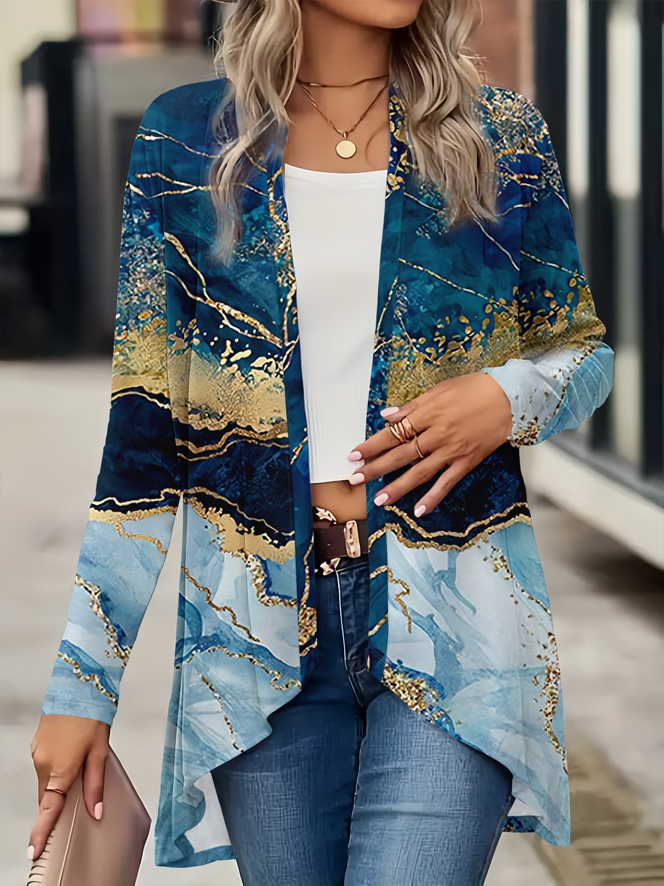 Élasticité moyenne Manches Longues Régulier Ombre Kimono pour Femmes