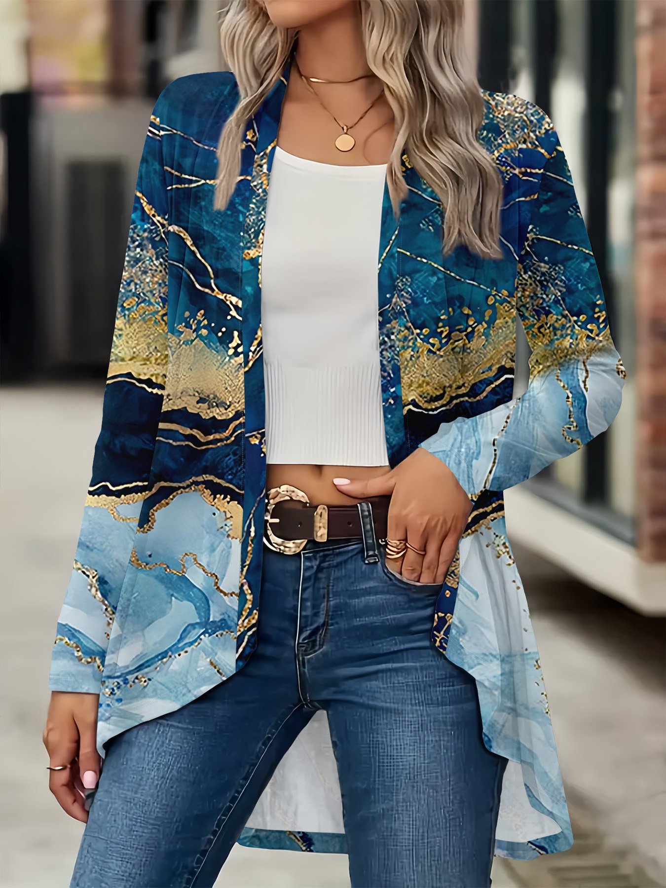 Élasticité moyenne Manches Longues Régulier Ombre Kimono pour Femmes