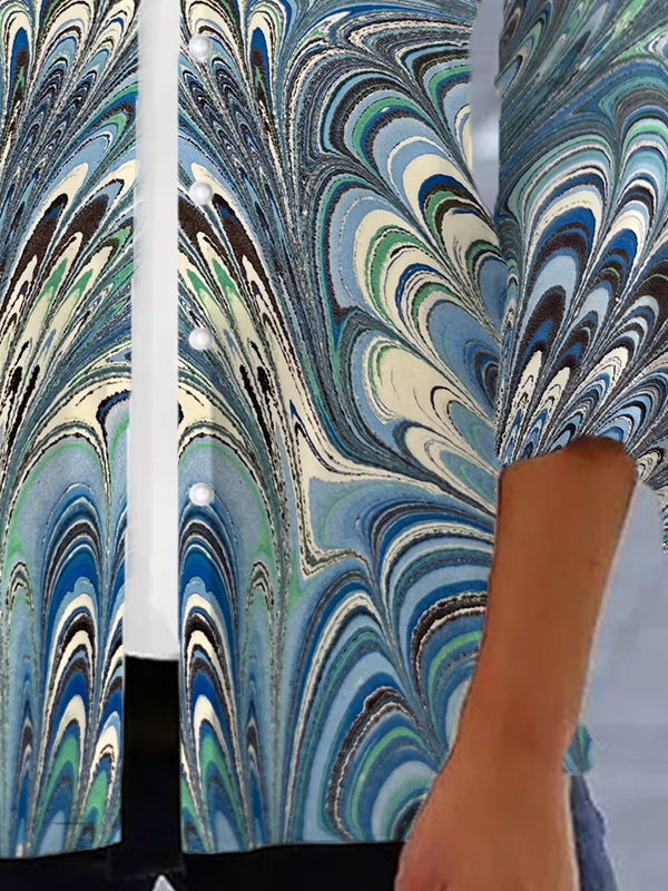 Élasticité moyenne Col V Manches trois quarts Régulier Géométrique Kimono pour Femmes