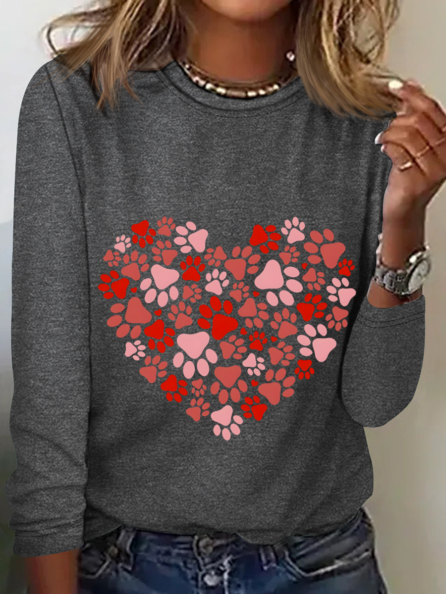 Chemisiers1 Décontracté Printemps / Automne Coeur/cordé Ample Manches Longues en Mélangé de Coton Régulier Droit Élasticité moyenne pour Femmes