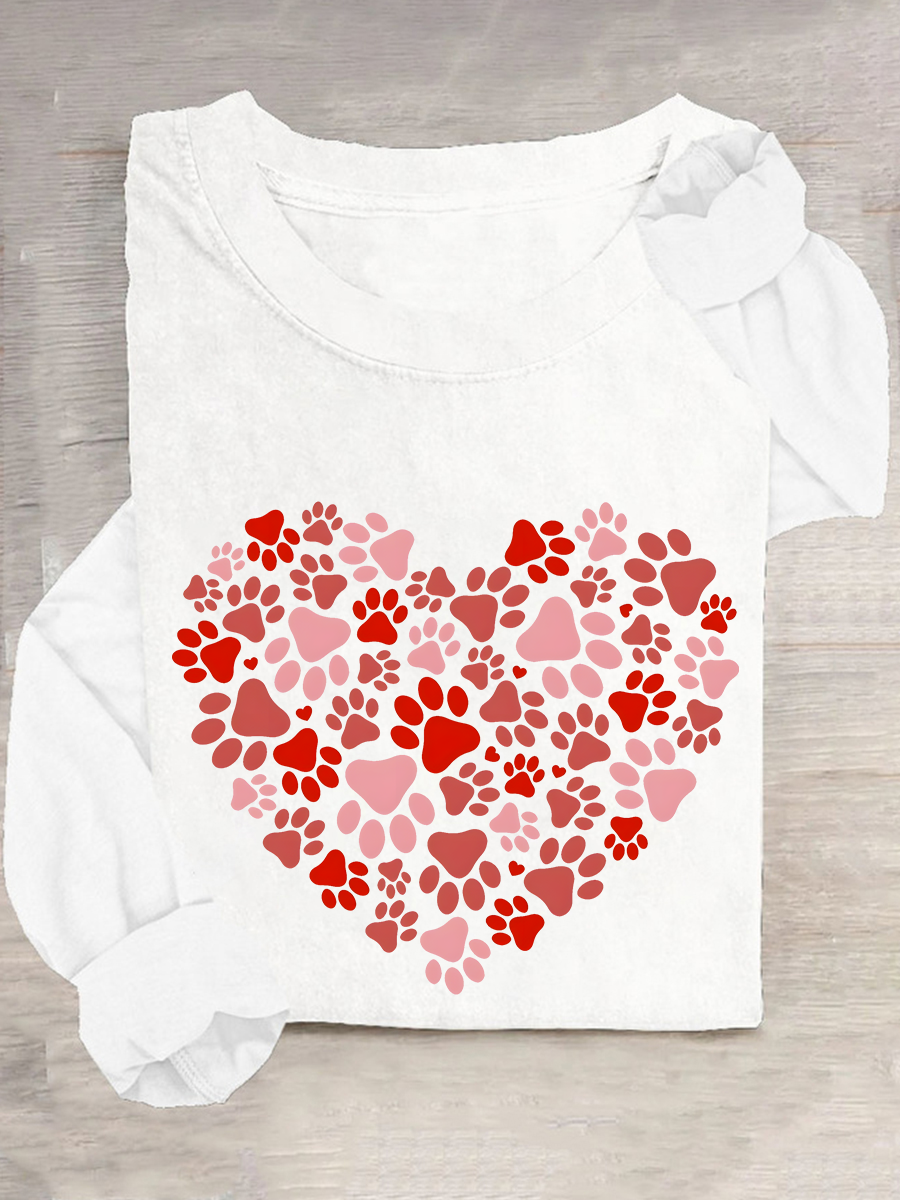 Chemisiers1 Décontracté Printemps / Automne Coeur/cordé Ample Manches Longues en Mélangé de Coton Régulier Droit Élasticité moyenne pour Femmes