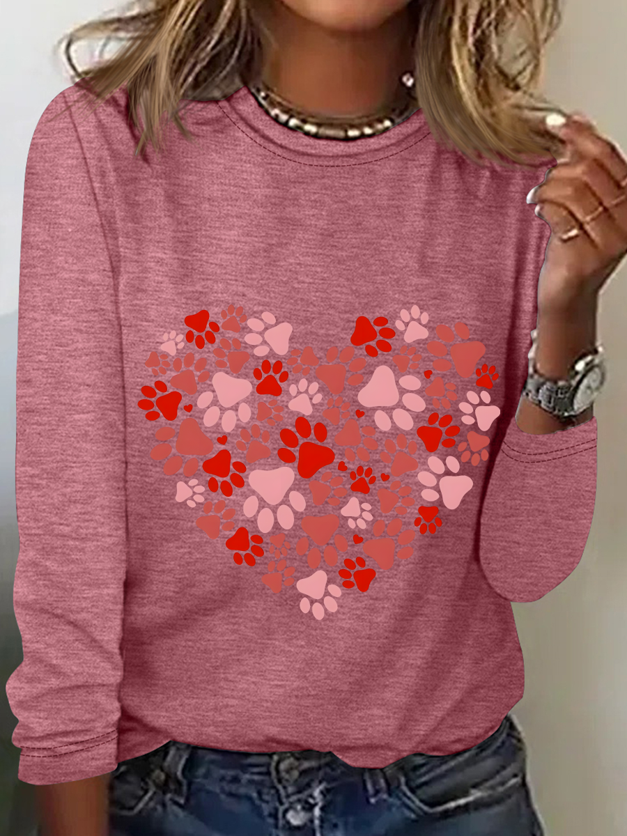 Chemisiers1 Décontracté Printemps / Automne Coeur/cordé Ample Manches Longues en Mélangé de Coton Régulier Droit Élasticité moyenne pour Femmes