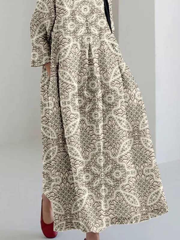 Femmes impression en 3D Comme Image Col Rond Confortable Robe Maxi Rétro
