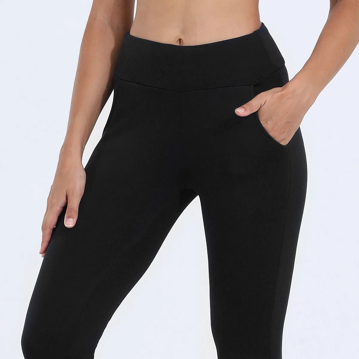 Pantalons De Yoga Décontracté Plain Hiver Polyester Quotidien Serré Taille Moyenne Legging Droit pour Femmes