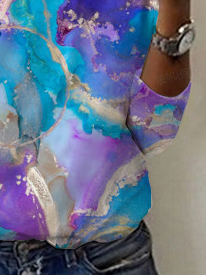 T-shirts Décontracté Abstrait Printemps / Automne Polyester Quotidien Meilleure vente Manches Longues Régulier Régulier pour Femmes