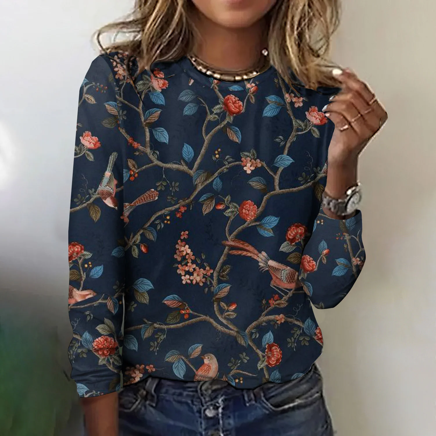 T-shirts Décontracté Printemps / Automne Plaid Coton Micro-élasticité Quotidien Coupe Régulière Trapèze Régulier pour Femmes