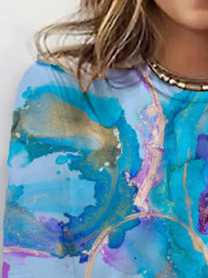 T-shirts Décontracté Abstrait Printemps / Automne Polyester Quotidien Meilleure vente Manches Longues Régulier Régulier pour Femmes