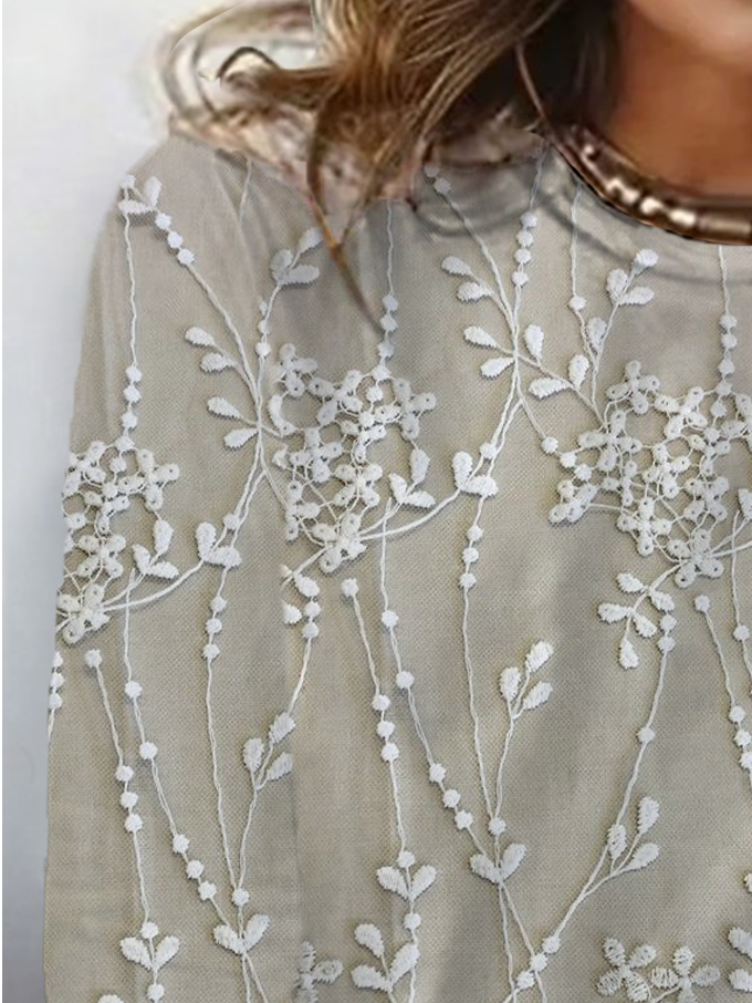 T-shirts Décontracté Floral Printemps / Automne Quotidien Jersey Manches Longues Col Rond Régulier Régulier pour Femmes