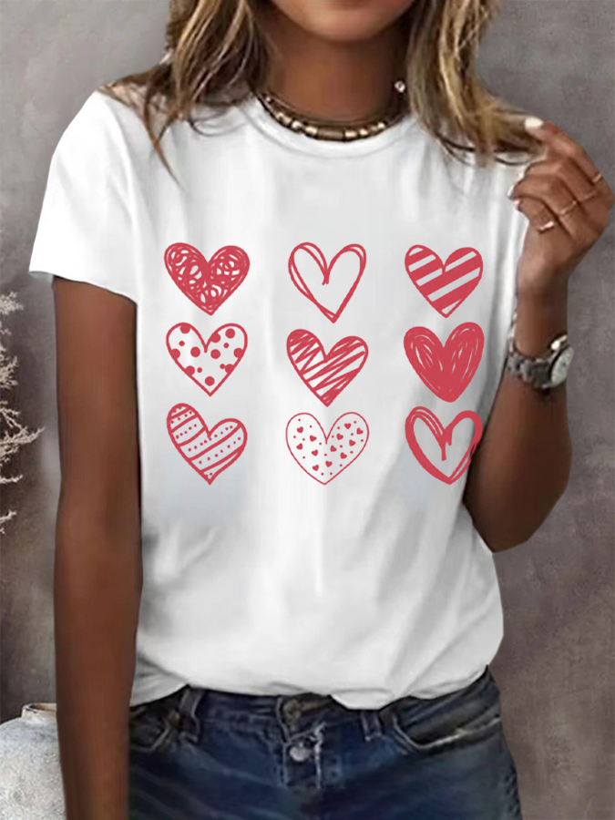 T-shirts Femmes Décontracté Été Coeur/cordé Imprimé Quotidien Ample Manches Courtes Droit Régulier