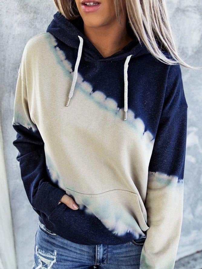 Sweat-shirts Femmes Décontracté Bloc de Couleur Printemps / Automne Sweat-shirt à Capuche Micro-élasticité Quotidien Ample Régulier Droit