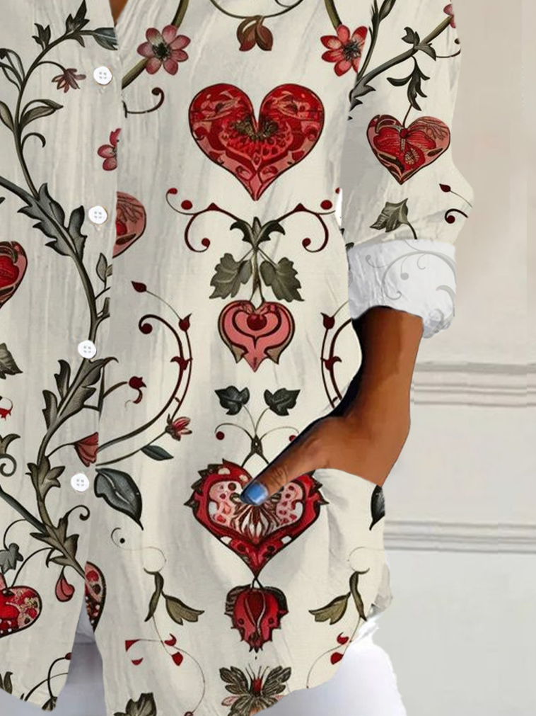 Chemises Femmes Décontracté Floral Printemps / Automne Aucune élasticité Manches Longues Régulier Boucle Régulier T.-N.-L.