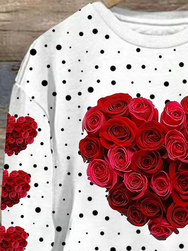 Sweat-shirts Femmes Pois Polka Décontracté Printemps / Automne Polyester Imprimé Quotidien Ample Régulier Droit