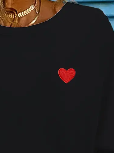 T-shirts Femmes Décontracté Printemps / Automne Coeur/cordé Imprimé Micro-élasticité Quotidien Ample Jersey Manches Longues
