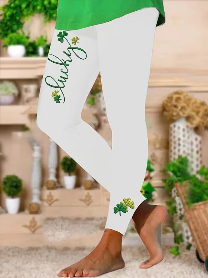 Pantalons De Yoga Décontracté Toutes Les Saisons Lettres de texte Imprimé à Haute Élasticité Jersey Long Legging Droit pour Femmes