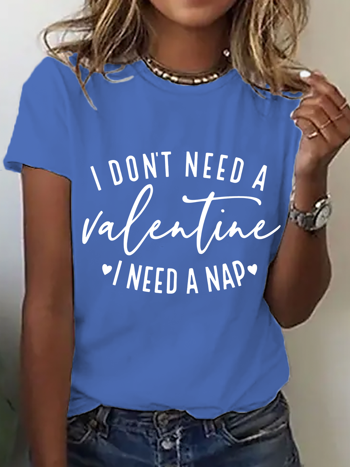 T-shirts Décontracté Été Lettres de texte Coton Quotidien Ample Manches Courtes Col Rond Droit pour Femmes
