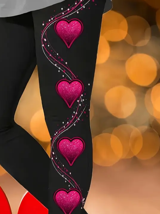 Pantalons De Yoga Femmes Décontracté Toutes Les Saisons Coeur/cordé Imprimé à Haute Élasticité Quotidien Serré Jersey Long