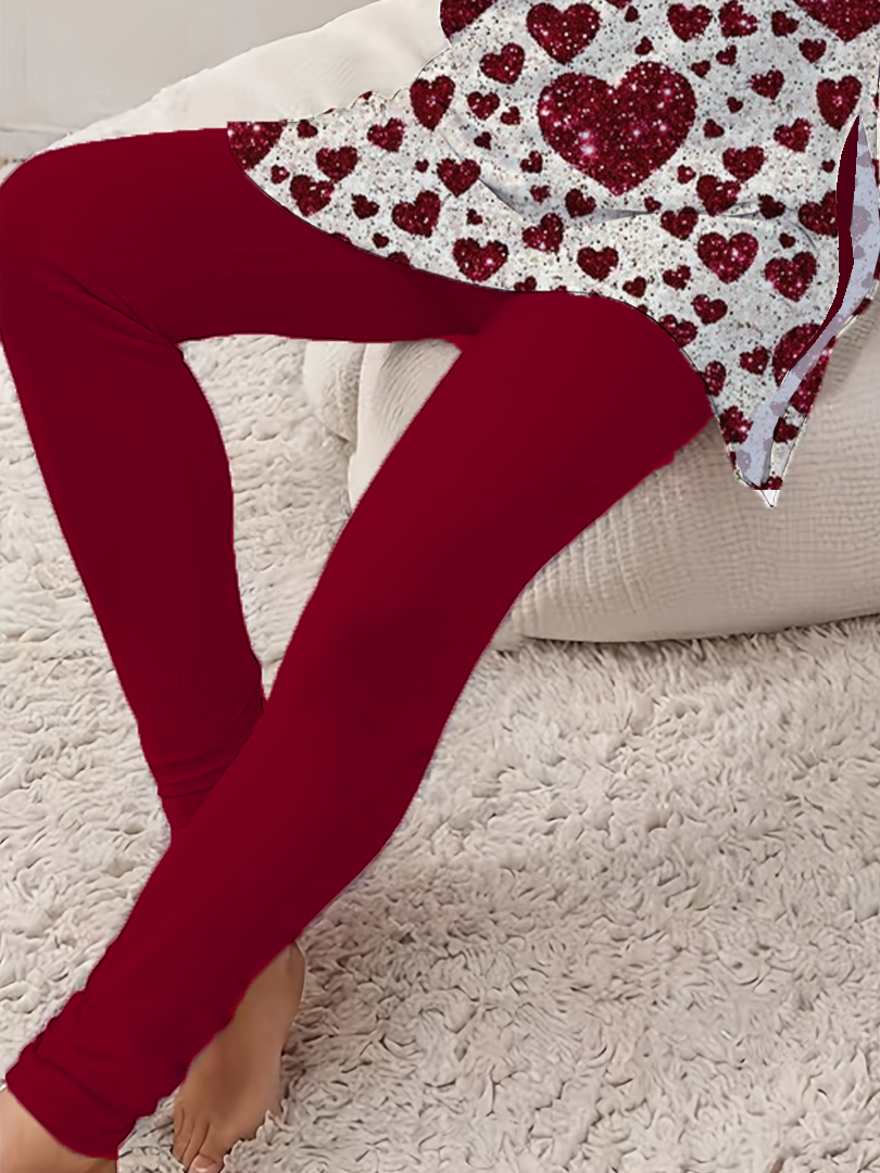 Deux Pièces Ensembles Décontracté Printemps / Automne Coeur/cordé Imprimé Aucune élasticité Quotidien Ample Manches Longues Col Rond pour Femmes
