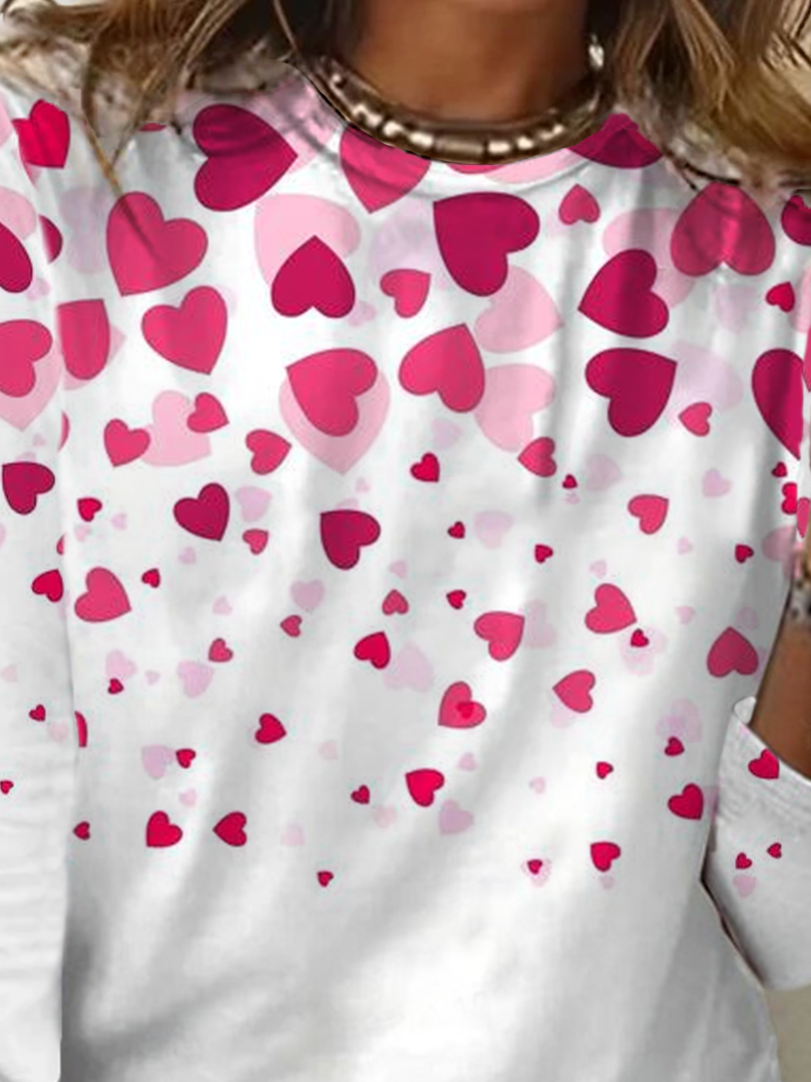 T-shirts Femmes Décontracté Printemps / Automne Coeur/cordé Quotidien Ample Jersey Col Rond Régulier Droit