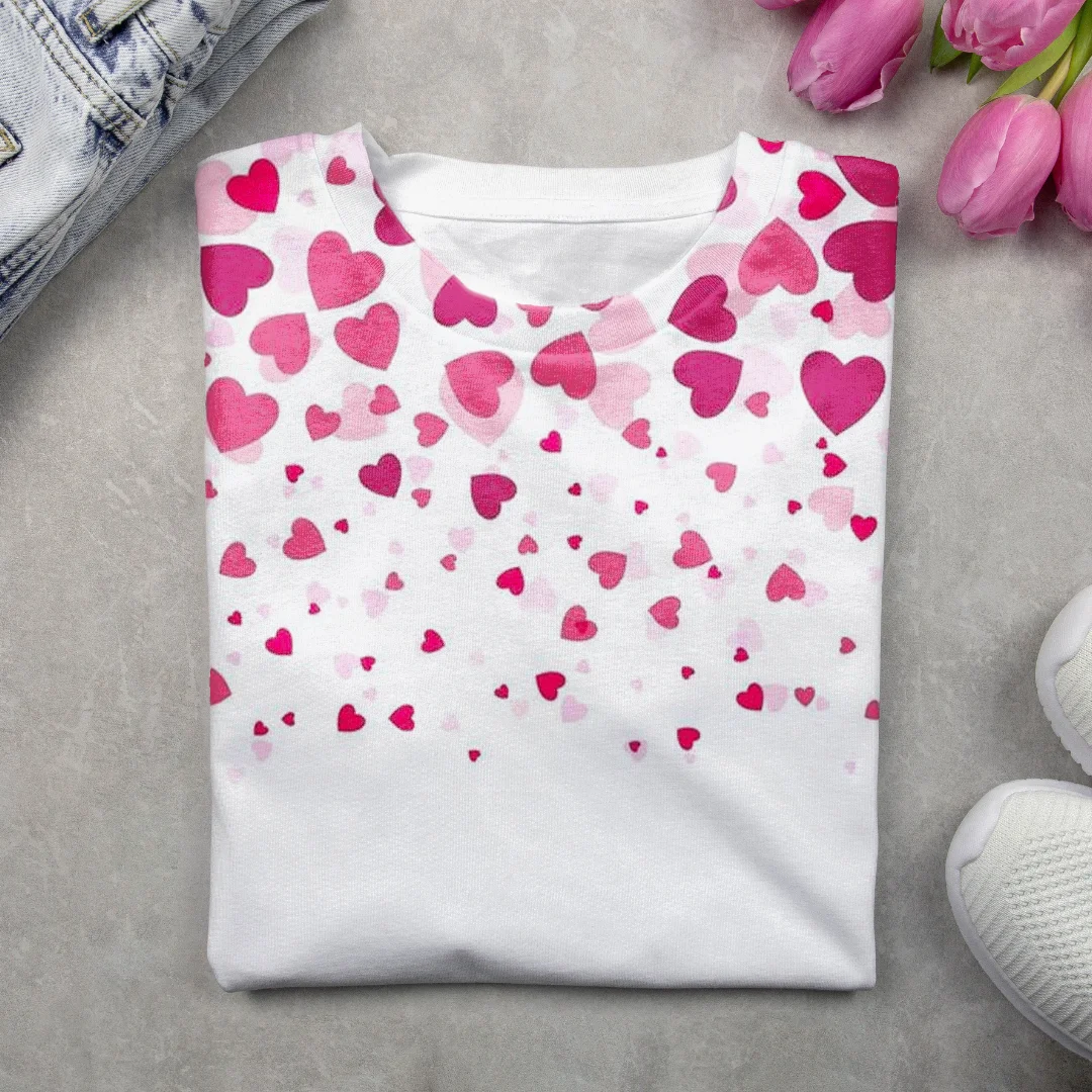 T-shirts Femmes Décontracté Printemps / Automne Coeur/cordé Quotidien Ample Jersey Col Rond Régulier Droit