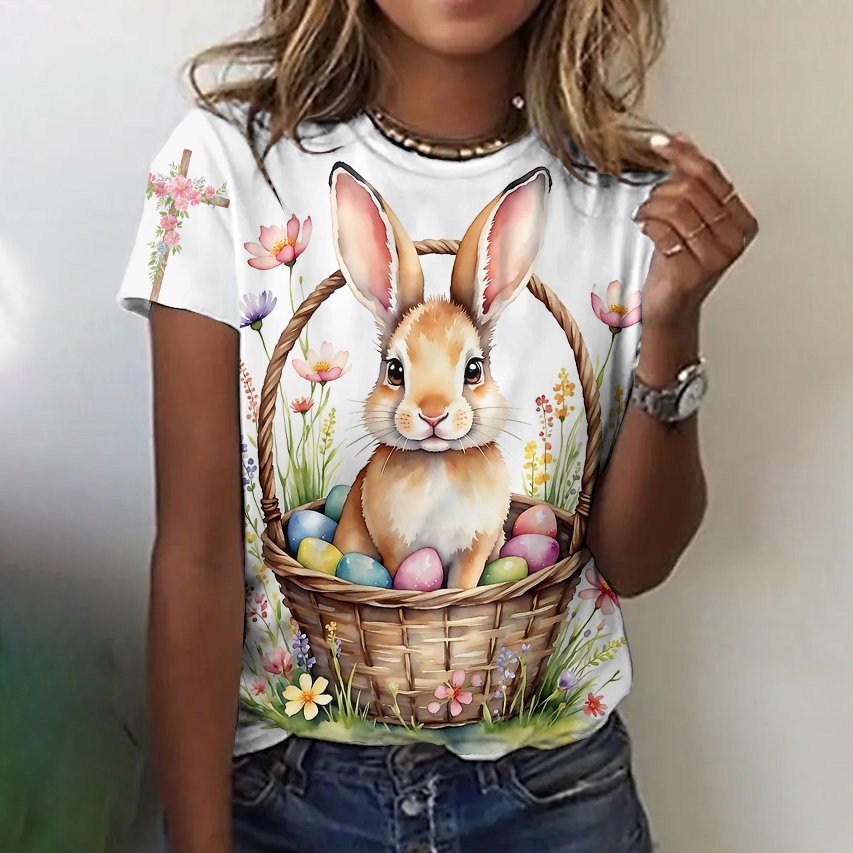 T-shirts Décontracté Imprimé d'Animal Été Vacances Coupe Régulière Manches Courtes Col Rond Trapèze Régulier pour Femmes