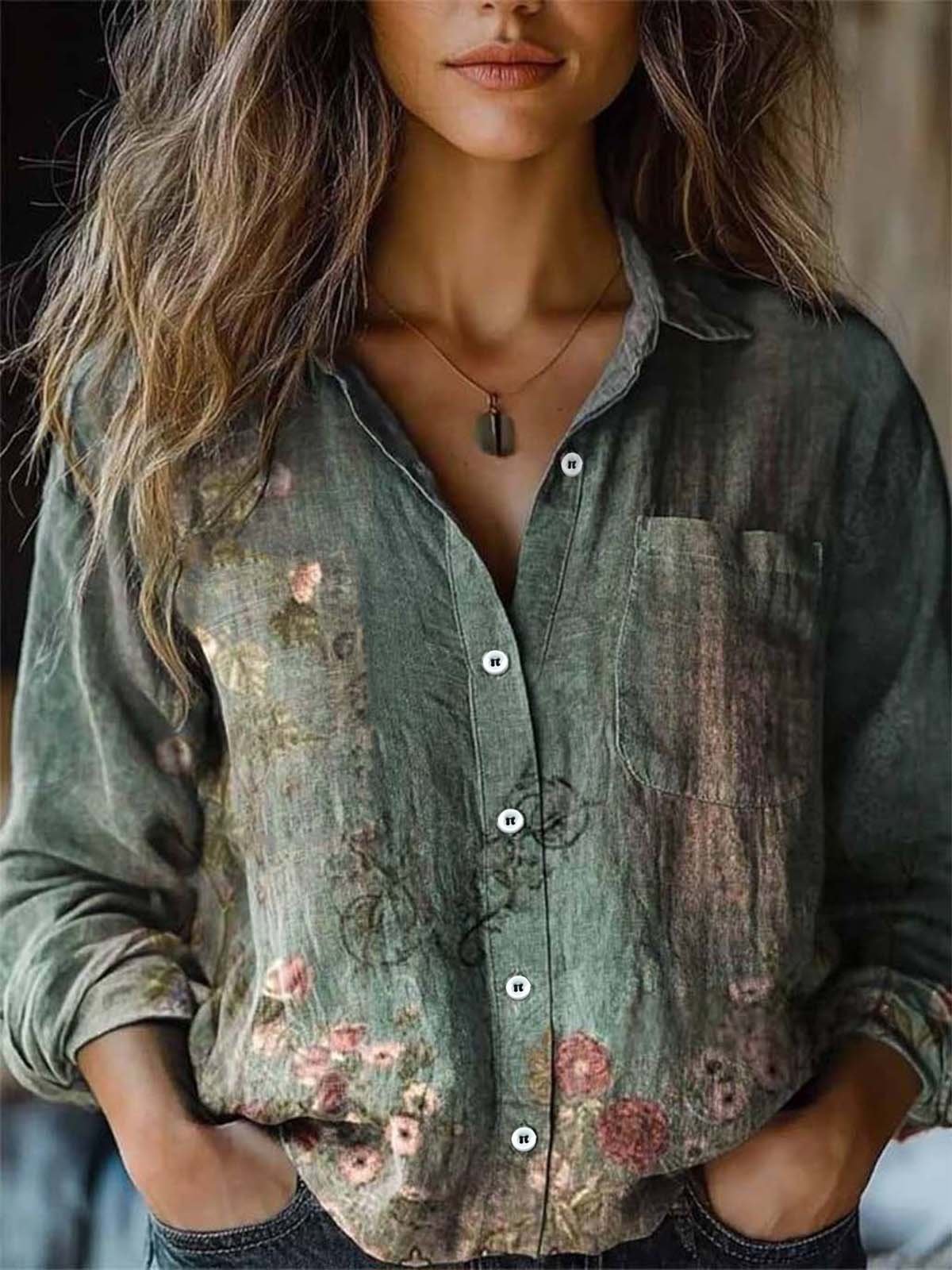 Chemises Décontracté impression en 3D Printemps / Automne Polyester Micro-élasticité Vacances Ample Manches Longues Droit pour Femmes