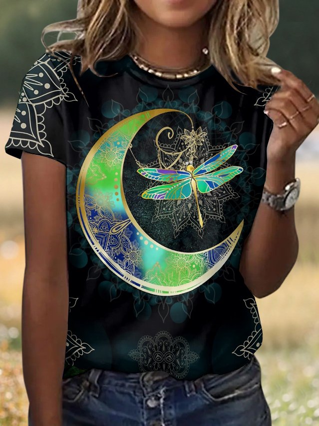 T-shirts Femmes Géométrique Décontracté Été Coton Vacances Coupe Régulière Régulier Trapèze Régulier