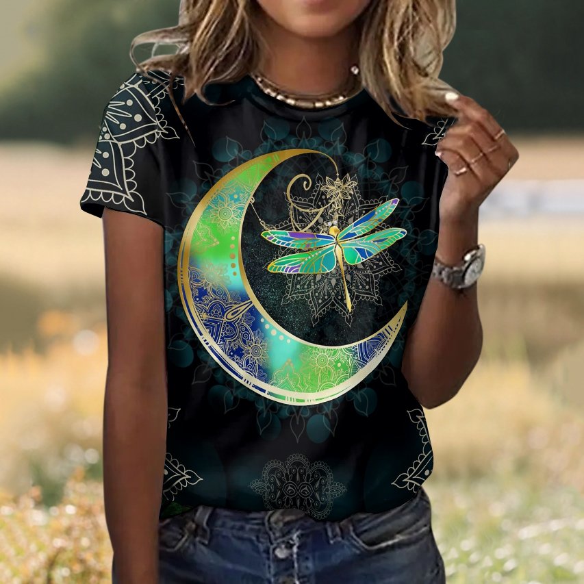 T-shirts Femmes Géométrique Décontracté Été Coton Vacances Coupe Régulière Régulier Trapèze Régulier