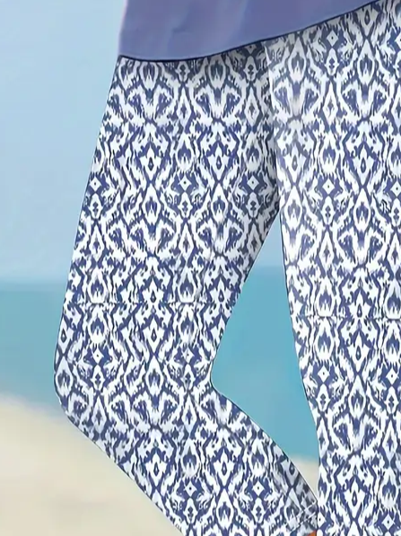 Pantalons Décontracté Floral Été Imprimé Viscose Aucune élasticité Coupe Régulière Régulier T.-N.-L. pour Femmes