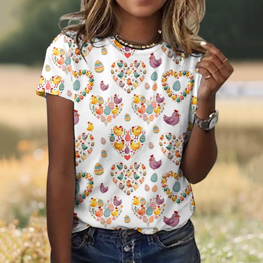 T-shirts Femmes Géométrique Décontracté Été Polyester Vacances Coupe Régulière Col Rond Trapèze Régulier