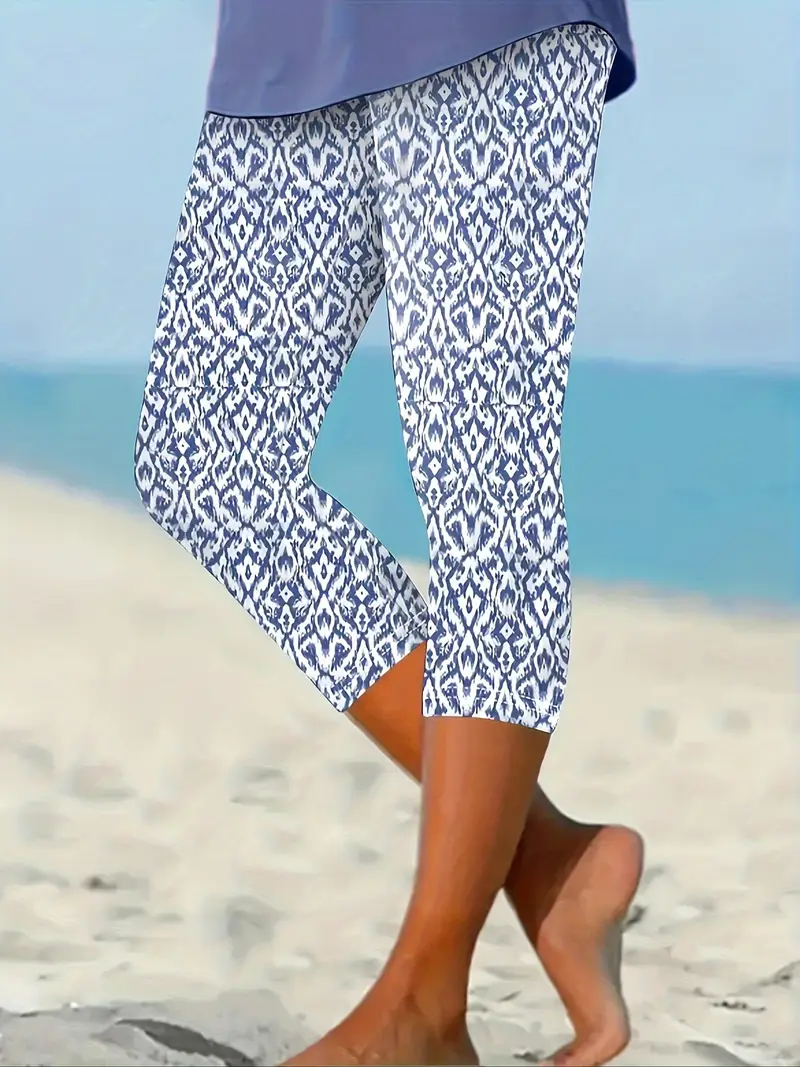 Pantalons Décontracté Floral Été Imprimé Viscose Aucune élasticité Coupe Régulière Régulier T.-N.-L. pour Femmes