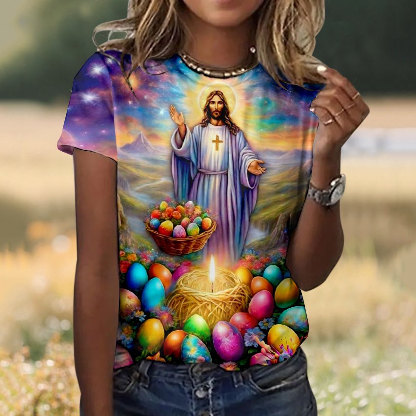 T-shirts Femmes Décontracté Floral Été Coton Micro-élasticité Vacances Coupe Régulière Col Rond Régulier