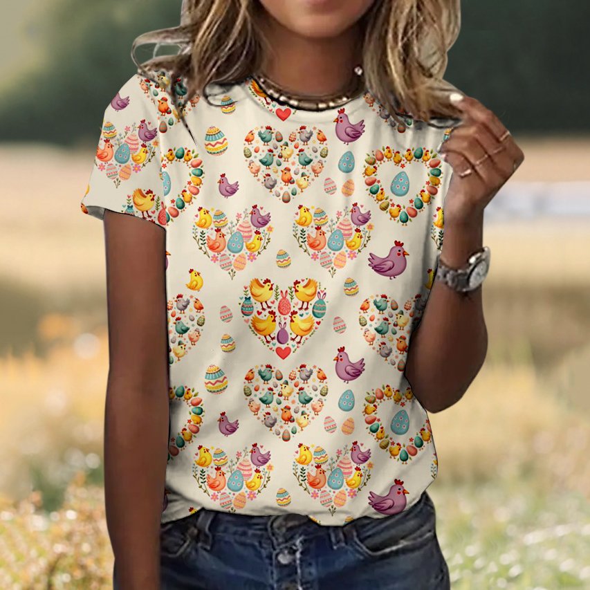 T-shirts Femmes Géométrique Décontracté Été Polyester Vacances Coupe Régulière Col Rond Trapèze Régulier