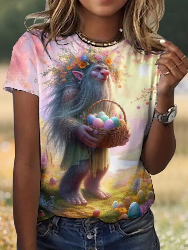 T-shirts Femmes Décontracté Floral Été Polyester Micro-élasticité Vacances Coupe Régulière Trapèze Régulier
