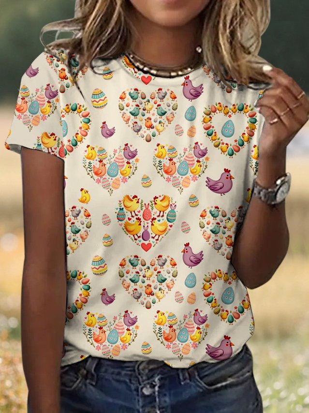 T-shirts Femmes Géométrique Décontracté Été Polyester Vacances Coupe Régulière Col Rond Trapèze Régulier