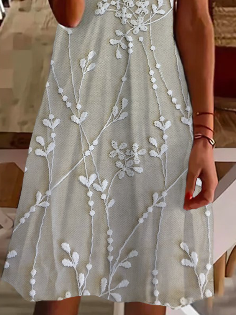 Femmes Floral Comme Image Col V Confortable Imprimé Robe de Longueur Au Genou Décontracté