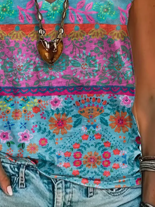T-shirts Décontracté Floral Été Quotidien Ample Régulier Régulier T.-N.-L. 2025POD pour Femmes