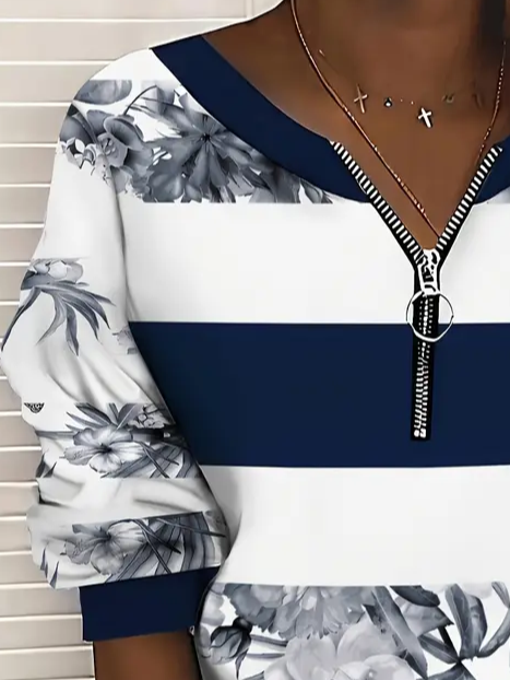 Sweat-shirts Floral Décontracté Printemps / Automne Naturel Micro-élasticité Ample Col Rond Régulier 2025POD pour Femmes