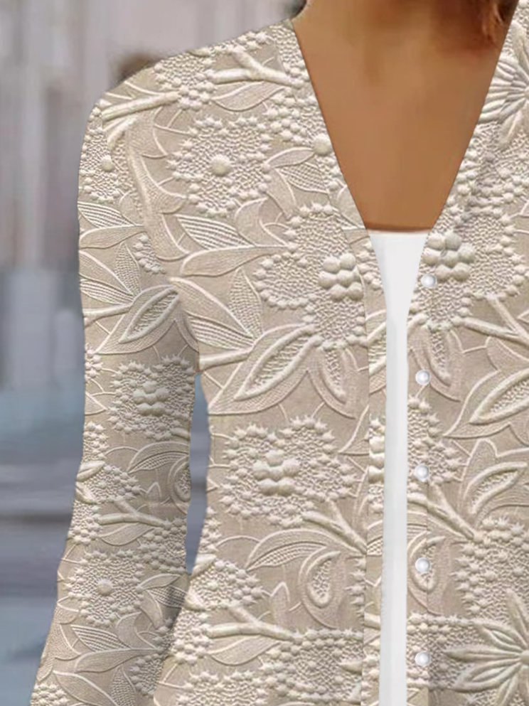 Élasticité moyenne Col V Manches trois quarts Régulier Floral Kimono Imprimé pour Femmes