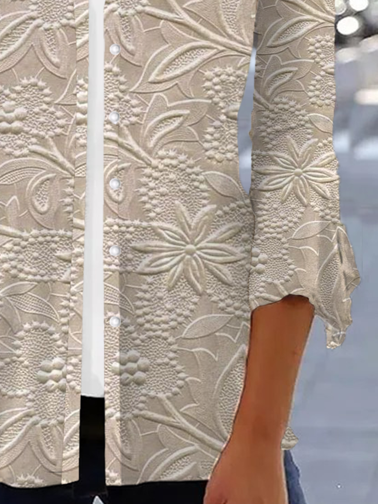 Élasticité moyenne Col V Manches trois quarts Régulier Floral Kimono Imprimé pour Femmes